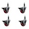 Service Caster 3'' Red Poly Swivel 3/4'' Expanding Stem Caster Set with Brake, 4PK SCC-EX20S314-PPUB-RED-PLB-34-4 - alternate 1